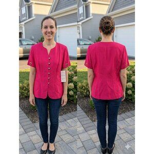 VTG 90s Scarlett Pink Short Sleeve Blazer Jacket NWT Size 14M 6 Button